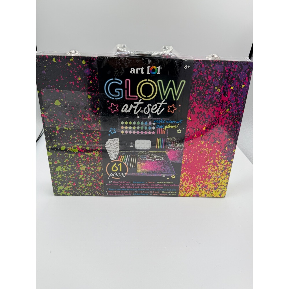 Art 101 Glow Art Set 61 Pieces Neon Drawing Painting Kit 67061 New